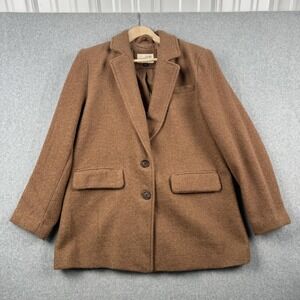 Universal Thread Coat Womens Small Beige Brown Two Button Blazer Pea Coat Lined